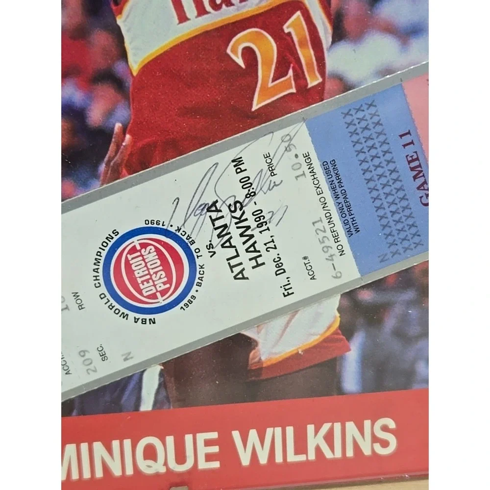 Dominique Wilkins Signed Ticket Pistons Game 2 Autos '89 All Star Game - NO COA*